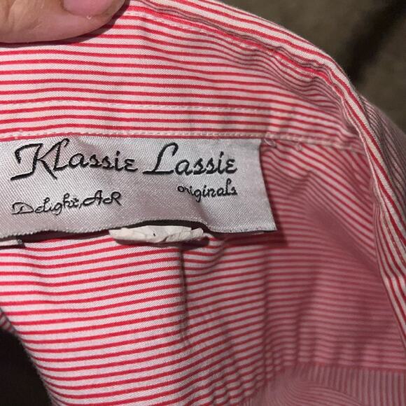 VNTG KLASSIE LASSIE striped button down shirt with rhinestones L - Picture 2 of 6